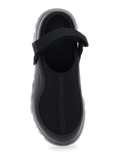 Ugg Peakmod Black Mules With Adjustable Strap And Lug Sole In Tech Fabric Man