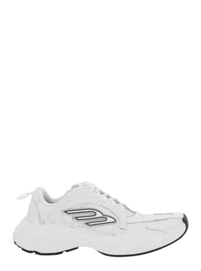 Balenciaga Monday White Low Top Sneakers With Logo Detail On The Side And Size Patch On The Heel In Leather Wom