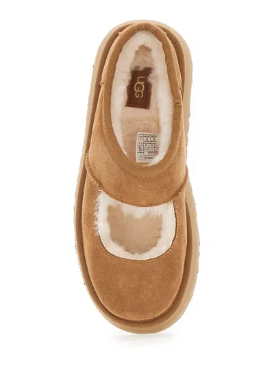 Ugg Bea Mary Jane Brown Mules With Cut-out Detail In Suede Woman