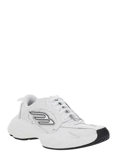 Balenciaga Monday White Low Top Sneakers With Logo Detail On The Side And Size Patch On The Heel In Leather Wom