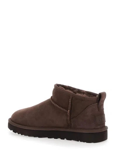Ugg Ultra Mini Brown Boots In Suede Woman