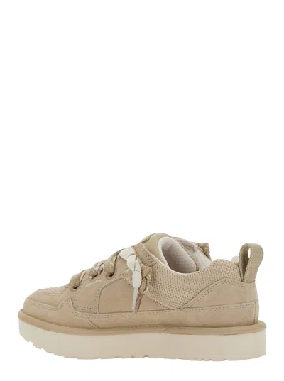 Ugg Lo Lowmel Beige Sneakers With Mesh Inserts And Logo On The Side In Suede Woman