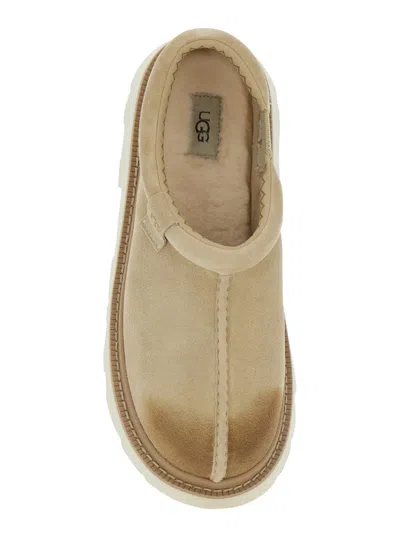 Ugg Tasman Beige Mule With Raised Sole In Suede Man
