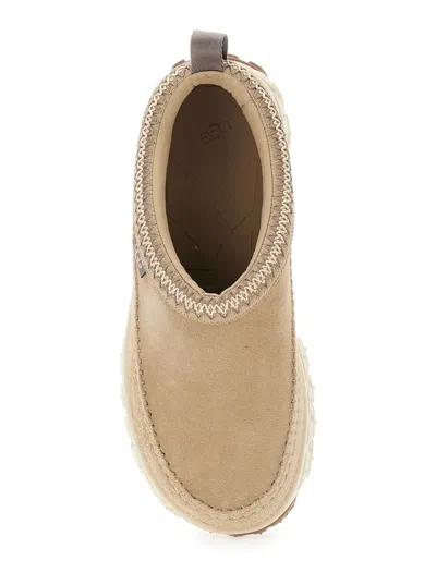 Ugg Venture Daze Beige Mules With Decorative Stitching And Side Logo Patch In Suede Man