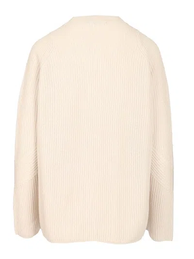 S Max Mara Molveno Crewneck Wool Ribbed Sweater Knitwear White In Multi