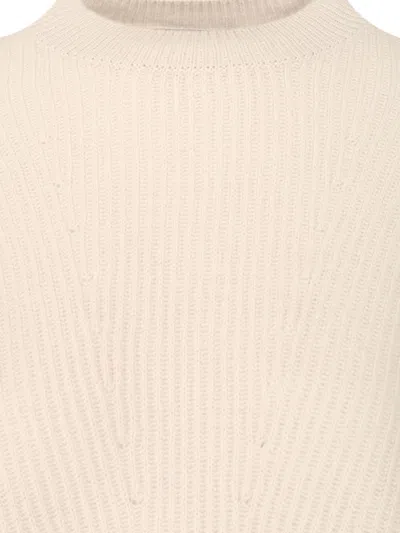 S Max Mara Molveno Crewneck Wool Ribbed Sweater Knitwear White In Multi