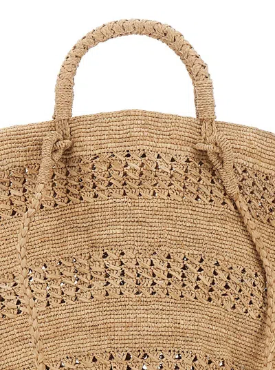 Ibeliv 'sol' Beige Handbag With Woven Design And Open Top In Raffia Woman