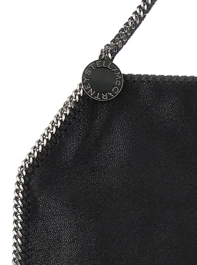 Stella Mccartney Black Handbag With Diamond-like Chain And Logo Charm On The Front In Ecoleather Woman