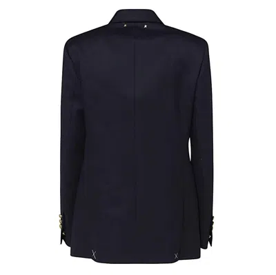 Golden Goose Wool Blend Double-breasted Coat In Blue