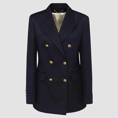 Golden Goose Wool Blend Double-breasted Coat In Blue