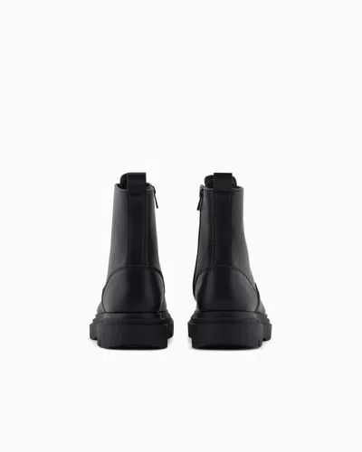 Armani Exchange Leather Boots In Black