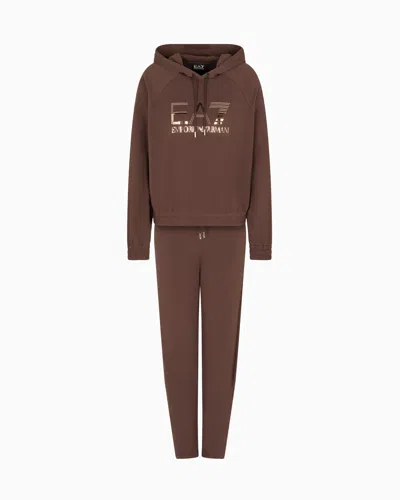 Ea7 Organic Cotton-blend Tracksuit With Oversized Logo