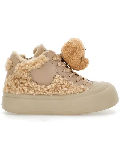 Monnalisa Sneakers Aus Teddybär-plüsch In Brown