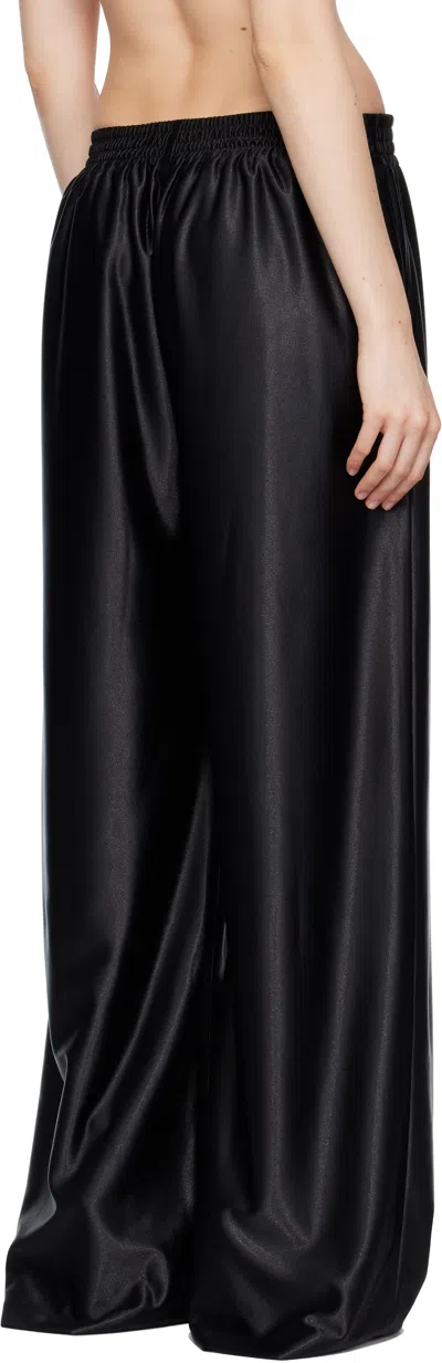 Marie Adam-leenaerdt Chic Satin Wide-leg Pull-on Tracksuit Pants In Black