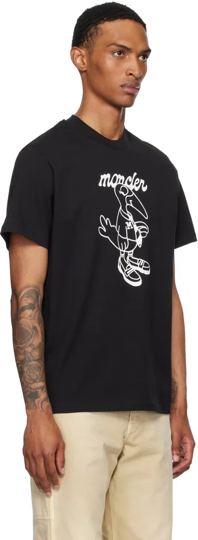 Moncler Cotton T-shirt Featuring Graphic Print In Black