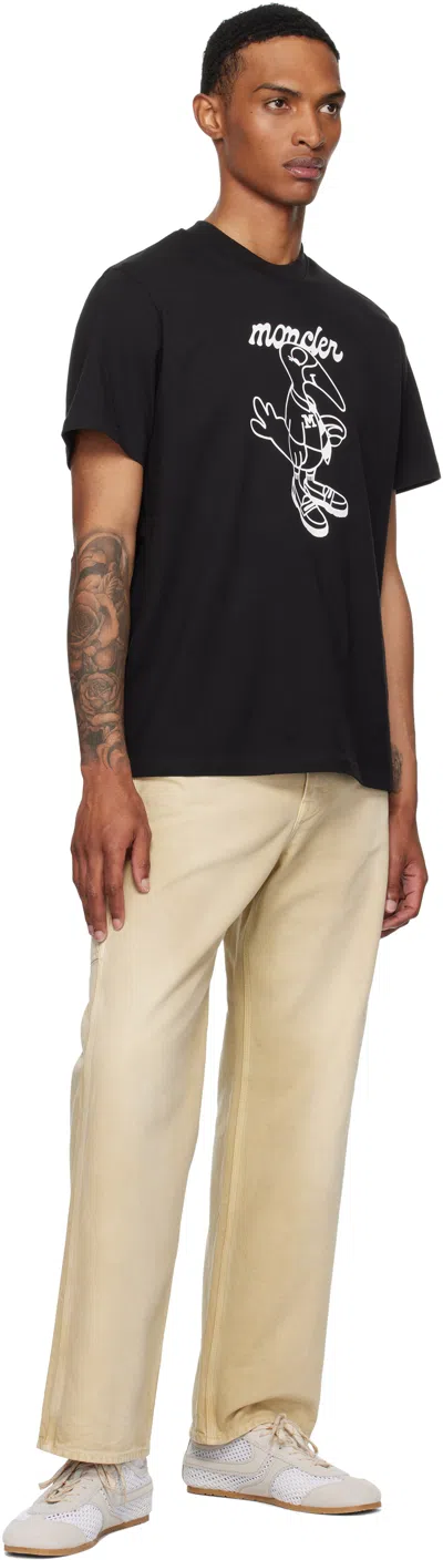 Moncler Cotton T-shirt Featuring Graphic Print In Black