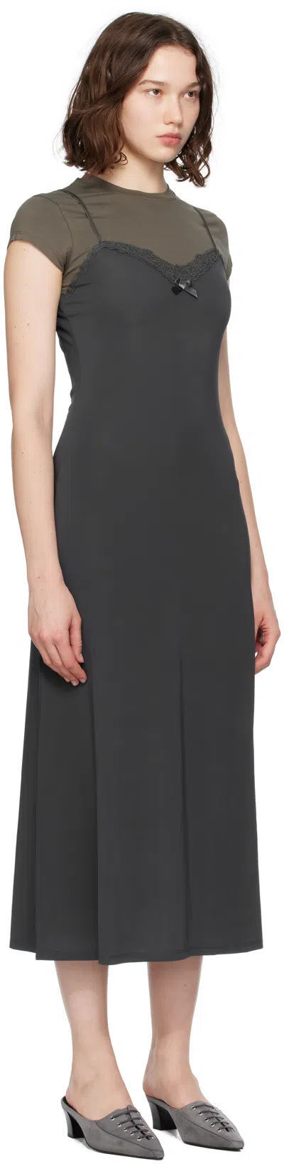 Acne Studios Gray Layered Jersey Midi Dress