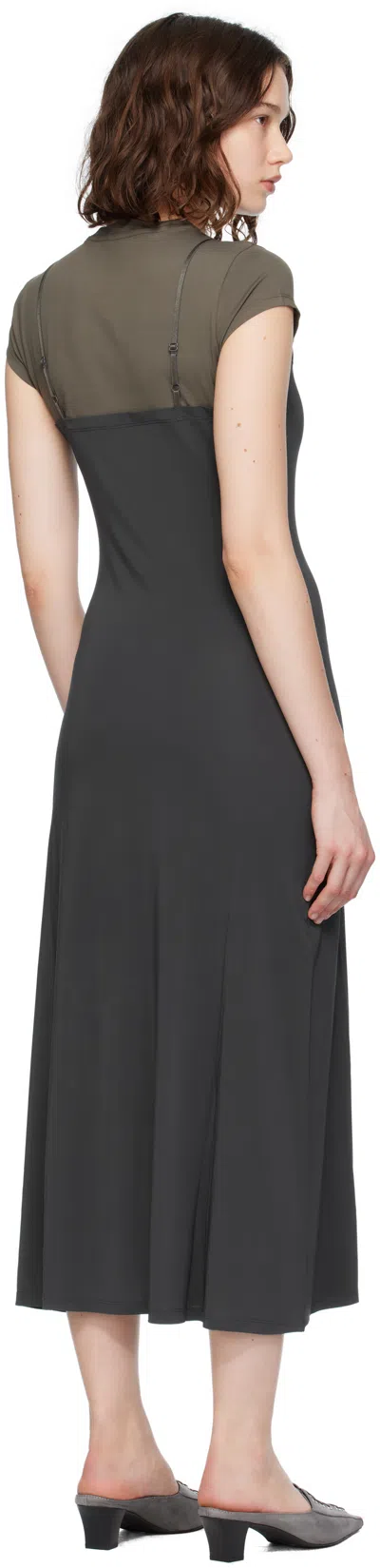 Acne Studios Gray Layered Jersey Midi Dress