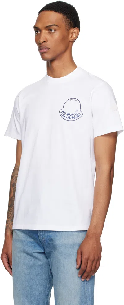 Moncler Printed T-shirt In Cotton In White