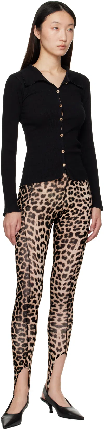 Baserange Brown Sync Leggings In Animal Print