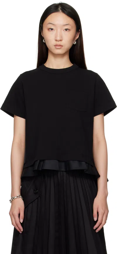 Sacai X Women's Nylon Twill X Cotton Jersey T-shirt