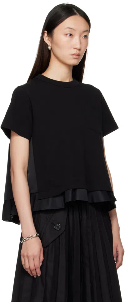 Sacai X Women's Nylon Twill X Cotton Jersey T-shirt