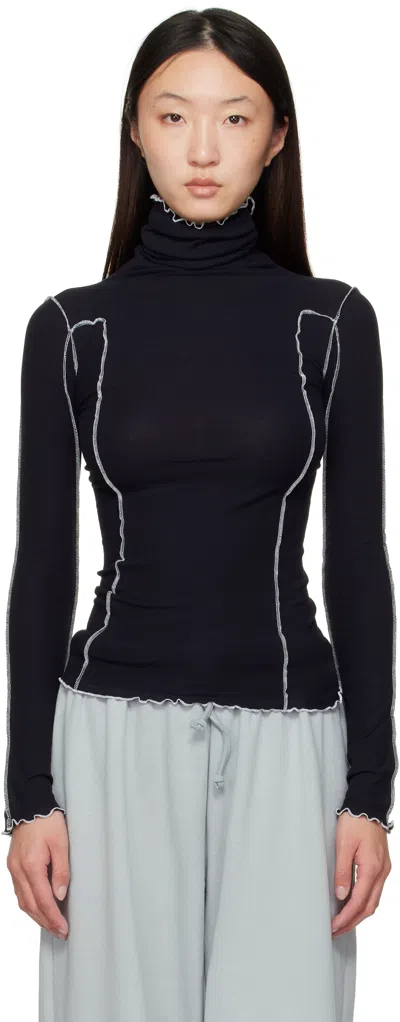 Baserange Navy Omato Turtleneck In Black