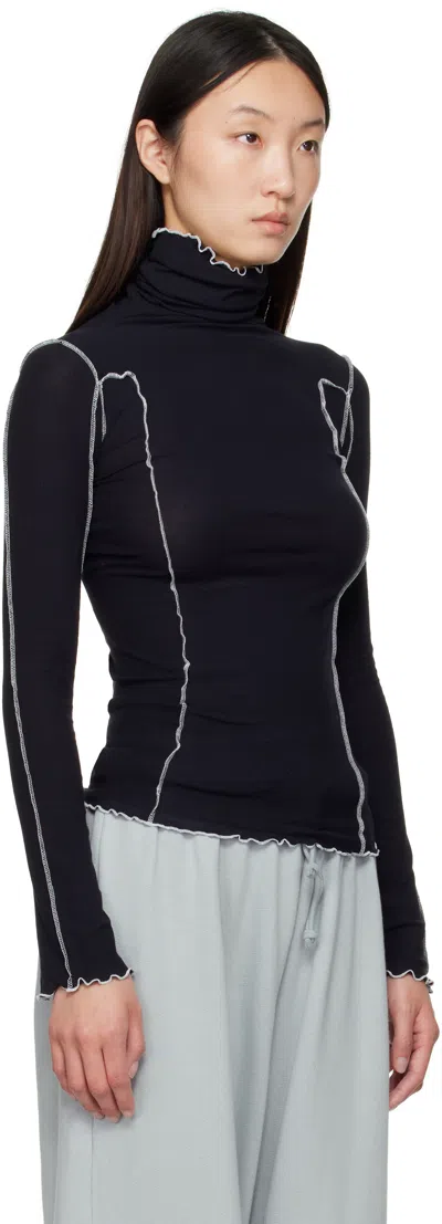 Baserange Navy Omato Turtleneck In Black