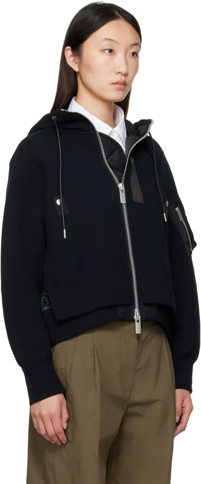 Sacai Black Sponge Sweat X Nylon Twill Hoodie