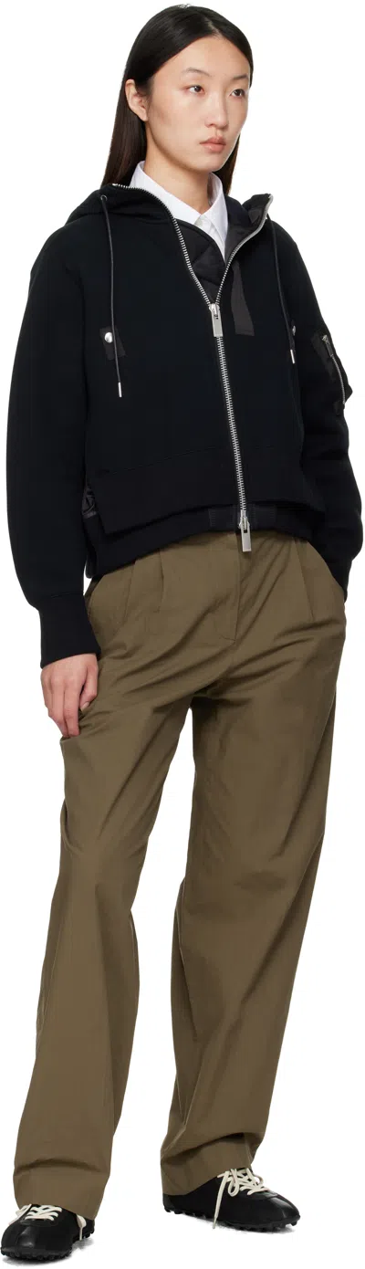 Sacai Black Sponge Sweat X Nylon Twill Hoodie
