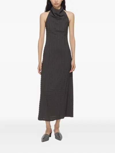 Paloma Wool Maxi Halter-neck Gingham Dress In Gray