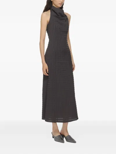 Paloma Wool Maxi Halter-neck Gingham Dress In Gray