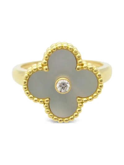 Pre-owned Van Cleef & Arpels 2010s 18kt Yellow Gold Vintage Alhambra Diamond And Mother-of-pearl Ring