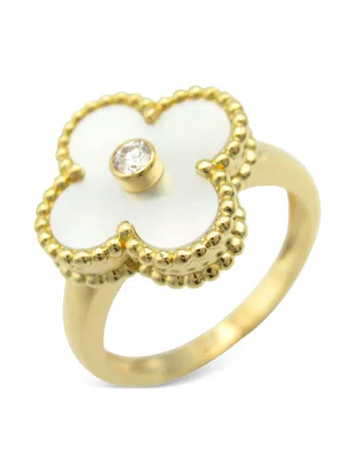 Pre-owned Van Cleef & Arpels 2010s 18kt Yellow Gold Vintage Alhambra Diamond And Mother-of-pearl Ring