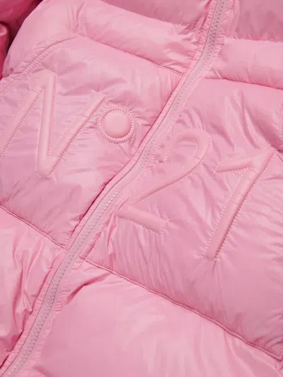 N°21 Giacca Imbottita Lunga Con Fondo Asimmetrico In Pink
