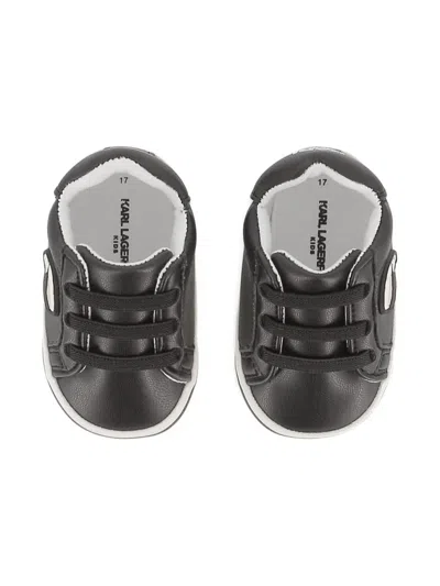 Karl Lagerfeld Leather Lace-up Sneakers In Black