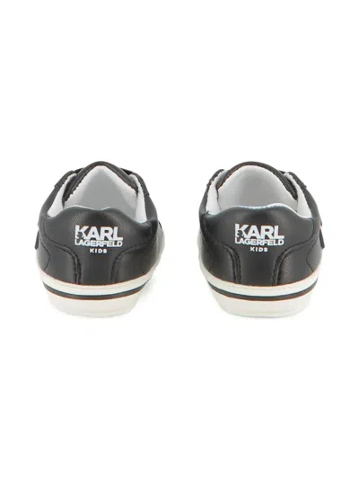 Karl Lagerfeld Leather Lace-up Sneakers In Black