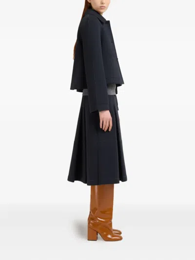 Marni Button-front Jersey Jacket With Classic Collar In Black