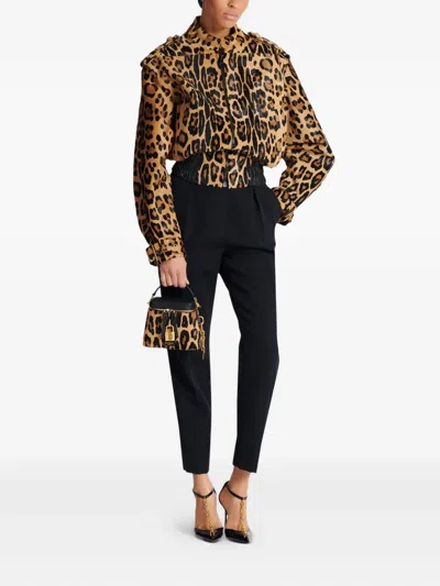 Balmain Pulse Vanity Leopard Top-handle Bag In Calf Hair