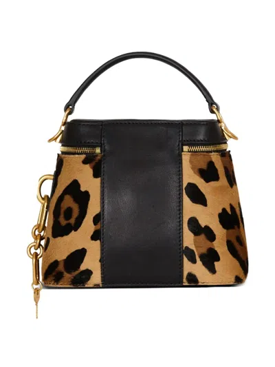 Balmain Pulse Vanity Leopard Top-handle Bag In Calf Hair
