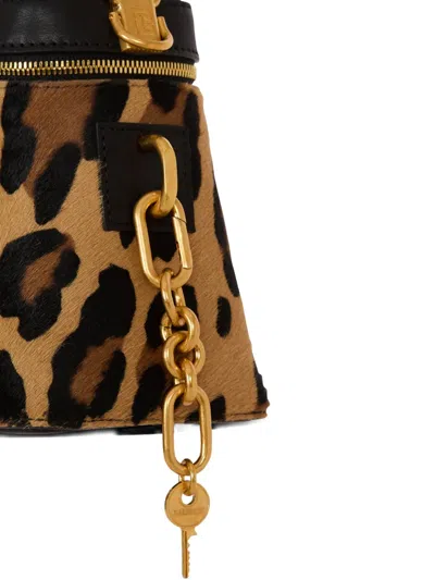 Balmain Pulse Vanity Leopard Top-handle Bag In Calf Hair