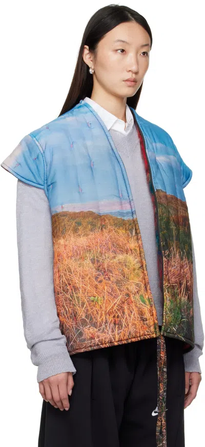 Bless Blue Lining Vest In Multi