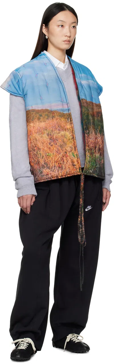 Bless Blue Lining Vest In Multi