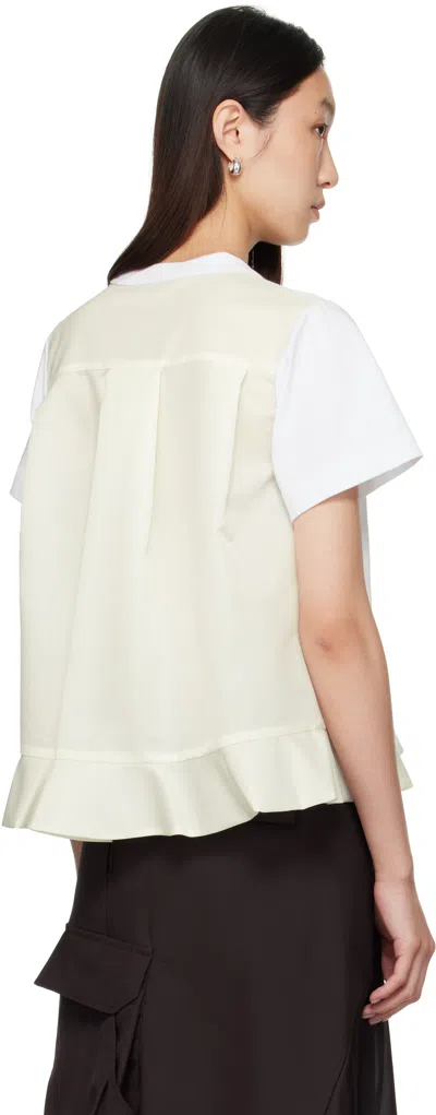 Sacai White Nylon Twill & Cotton Jersey T-shirt