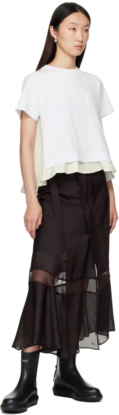 Sacai White Nylon Twill & Cotton Jersey T-shirt