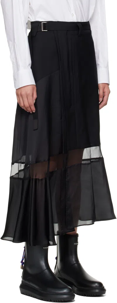 Sacai Black Suiting Midi Skirt