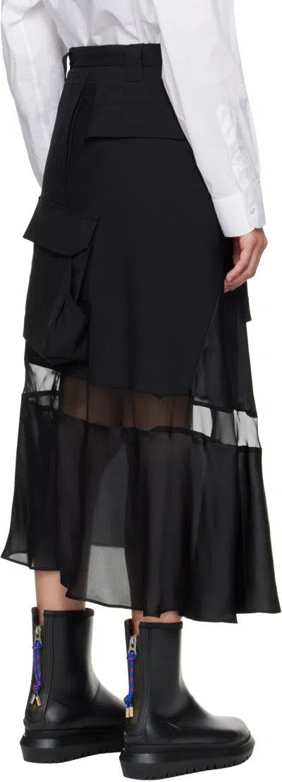 Sacai Black Suiting Midi Skirt