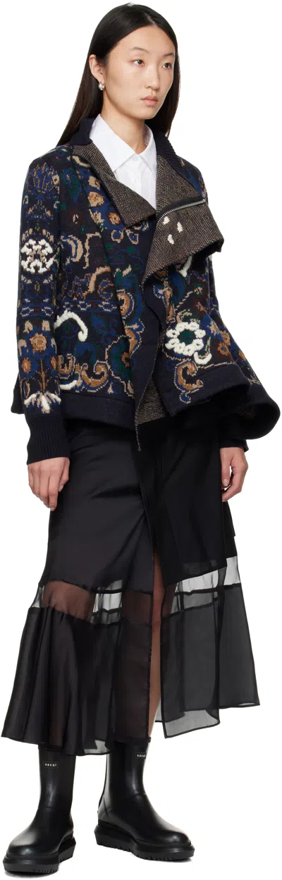 Sacai Black Suiting Midi Skirt