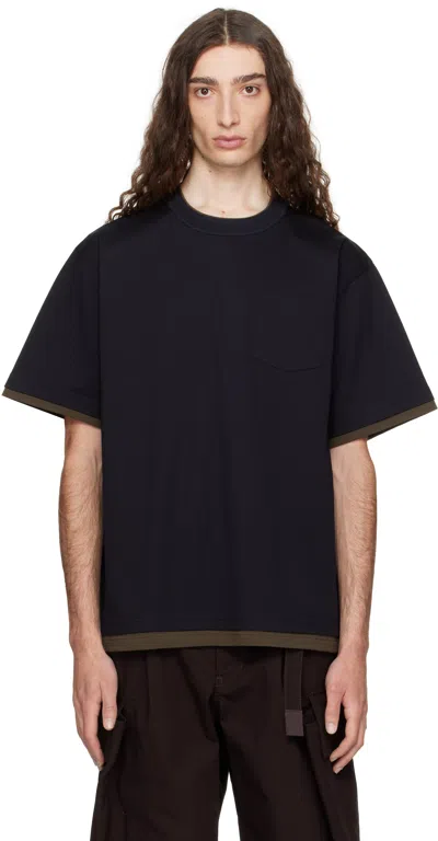 Sacai Men S Cotton Jersey T-shirt Navy In Blue