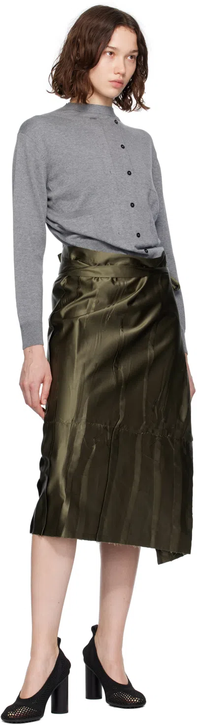 Marie Adam-leenaerdt Khaki Apron Flat Midi Skirt